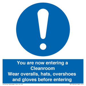 Cleanroom Wear overalls, hats, overshoes and gloves before entering